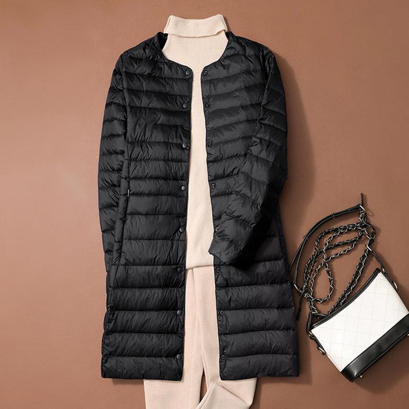 Lange Daunenjacken Damen Ultraleichter Mantel Winter Lässig Slim Schwarz Dünne Herbst Parkas XXXXL schwarz von Joom DACH