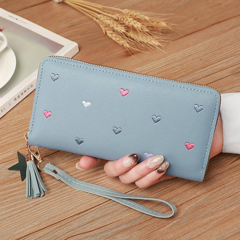 Lange Geldbörsen für Damen, Luxus-Geldbörsen mit Herzmotiv, für Damen und Mädchen, Geldtasche, Kartenhalter, Damengeldbörsen, Handy-Clutch blau Lange Geldbörsen für Damen, Luxus-Geldbörsen mit Herzmotiv, für Damen und Mädchen, Geldtasche, Kartenhalter, Damengeldbörsen, Handy-Clutch blau von Joom DACH