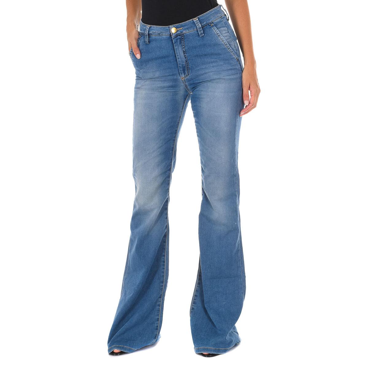Damen 70DBF0273 Distressed Lange Denim-Hose mit ausgestelltem Saum 26-USA blau von Joom DACH