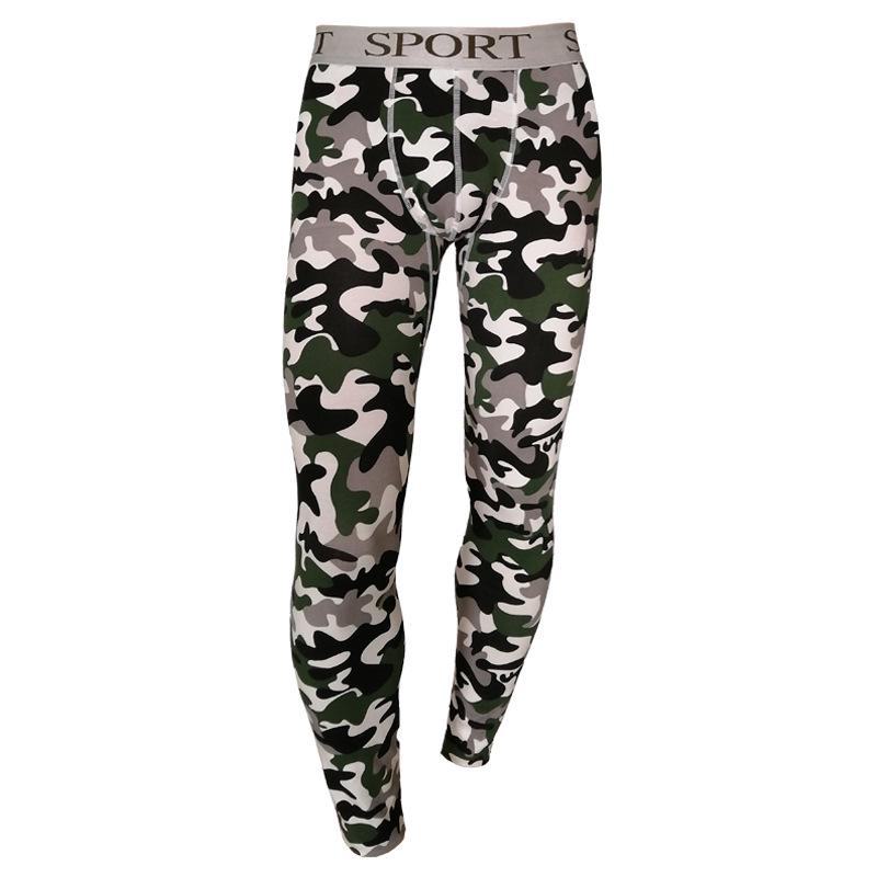 Lange Unterhose aus Baumwolle mit Streifenmuster für Herren, warme Unterwäsche für Herbst/Winter M camouflage/graue von Joom DACH