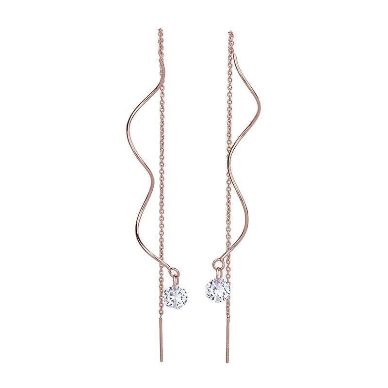 Lange Verdrehte Zirkon Ohrringe Modische Quasten Ohrschmuck Studenten Damen Ohrhänger von Joom DACH