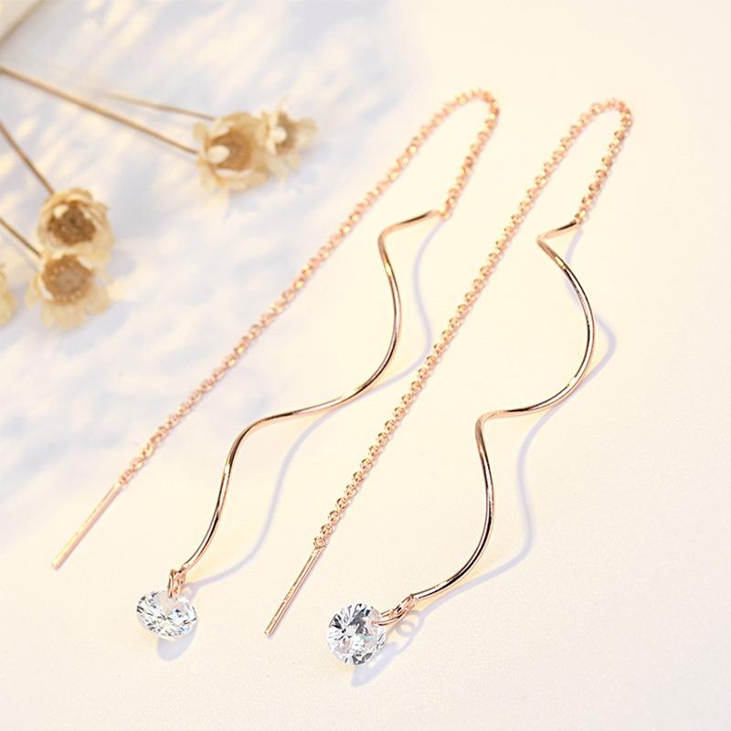 Lange Verdrehte Zirkon Ohrringe Modische Quasten Ohrschmuck Studenten Damen Ohrhänger von Joom DACH