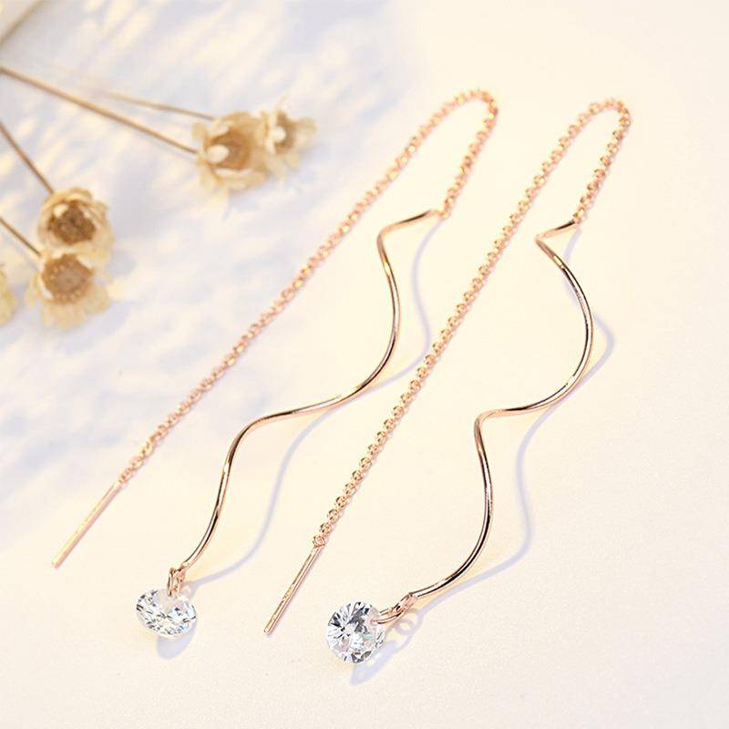 Lange Verdrehte Zirkon Ohrringe Modische Quasten Ohrschmuck Studenten Damen Ohrhänger von Joom DACH