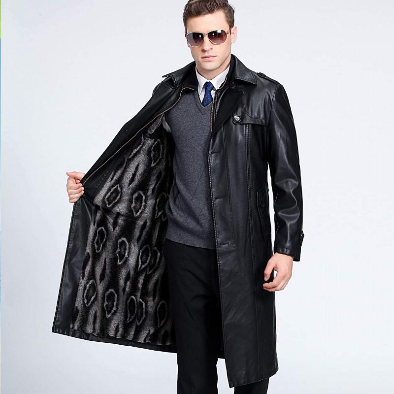 Lange Winterjacke aus Schaffellleder für Herren mit Samtfutter, Windbreaker, Anzugkragen aus weichem Leder XL Lange Winterjacke aus Schaffellleder für Herren mit Samtfutter, Windbreaker, Anzugkragen aus weichem Leder XL von Joom DACH
