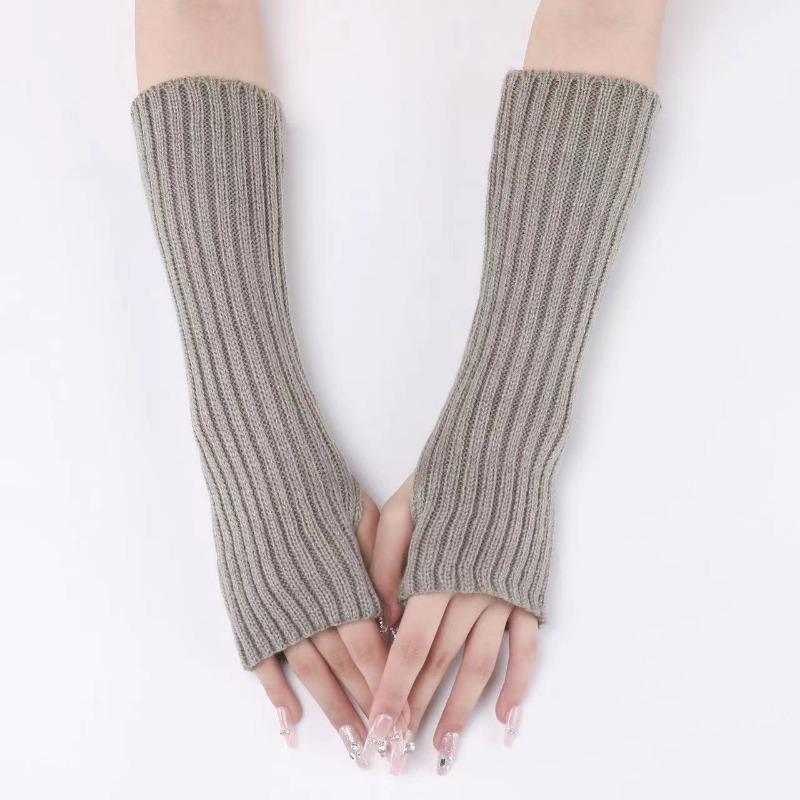 Lange fingerlose Handschuhe Damen Fäustlinge Winter Armwärmer Gestrickte Armmanschette Mode Lässig Weiche Mädchen Kleidung Punk Gothic Handschuhe one size hellgrau von Joom DACH