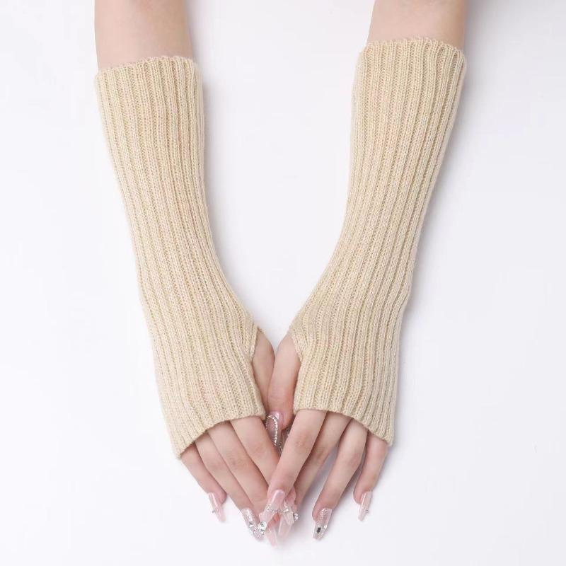 Lange fingerlose Handschuhe Damen Fäustlinge Winter Armwärmer Gestrickte Armmanschette Mode Lässig Weiche Mädchen Kleidung Punk Gothic Handschuhe one size von Joom DACH