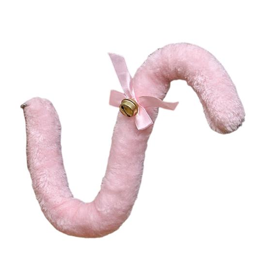 Langer Katzenschwanz aus Plüsch mit Schleife und Glocke, für Damen und Mädchen, Party, Cosplay, Zubehör, weiches Skelett, biegbare Form, Nachahmung von Schwanz für Kleid, Rock, Leggings von Joom DACH