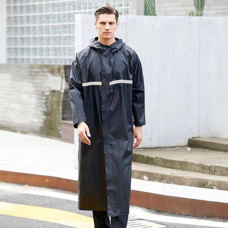 Langer Regenmantel für Männer und Frauen, einzelner Wanderregenmantel für den Außenbereich, verdickter Umweltschutzponcho XXXL schwarz von Joom DACH