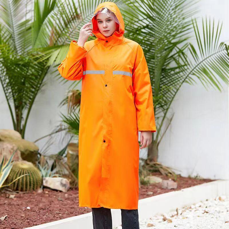 Langer Regenmantel für Männer und Frauen, einzelner Wanderregenmantel für den Außenbereich, verdickter Umweltschutzponcho XXXXL orange von Joom DACH