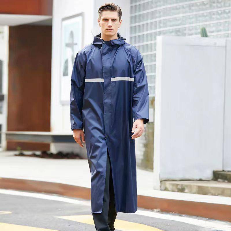 Langer Regenmantel für Männer und Frauen, einzelner Wanderregenmantel für den Außenbereich, verdickter Umweltschutzponcho XXXXL dunkelblaue von Joom DACH