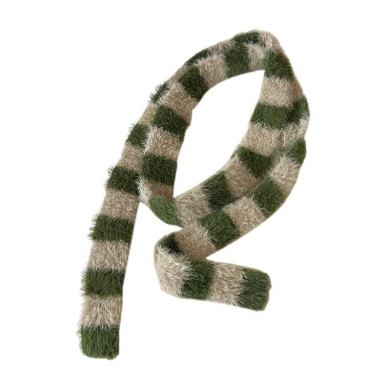 Langer Schal für Damen, Farbblock, gestreifter Druck, dünner langer Schal, Schal für kaltes Wetter, Halswickel, modisches Accessoire dunkelbraune von Joom DACH