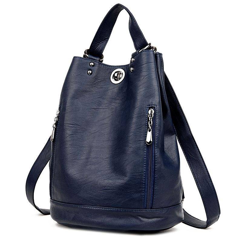Langlebige, modische Damen-Rucksack-Umhängetasche aus Pu-Leder in Schwarz One Size blau von Joom DACH