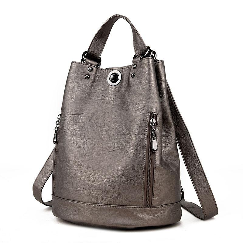 Langlebige, modische Damen-Rucksack-Umhängetasche aus Pu-Leder in Schwarz One Size bronze von Joom DACH