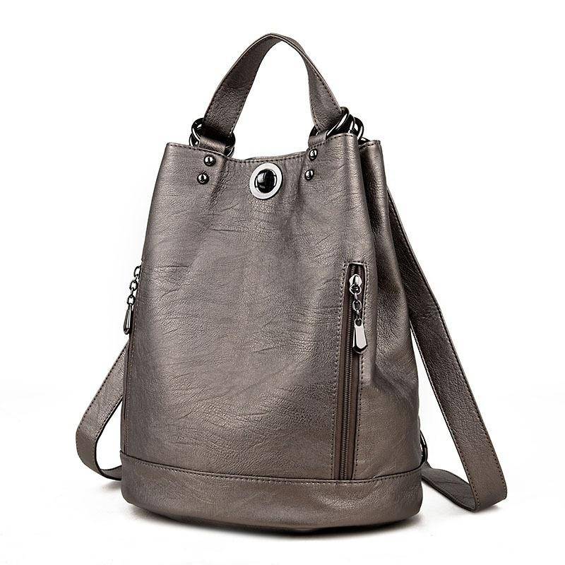 Langlebige, modische Damen-Rucksack-Umhängetasche aus Pu-Leder in Schwarz One Size bronze von Joom DACH