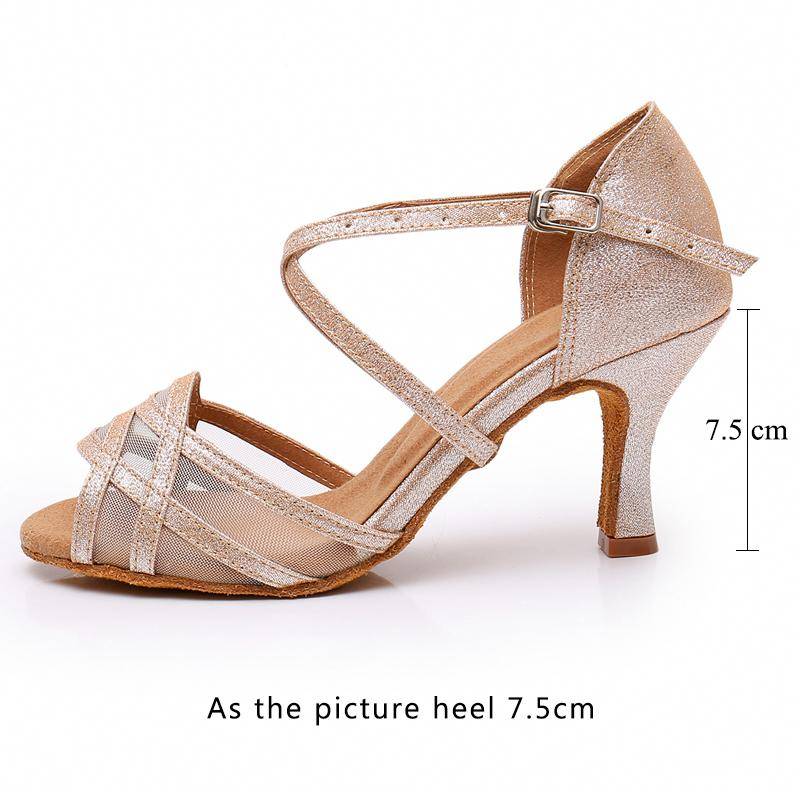 Latin Dance Schuhe DILEECHI Frauen Pailletten Tuch Tango Schuhe Absatz 9 cm Salsa Performance Gesellschaftstanz Schuhe Weiche Sohle 38 von Joom DACH
