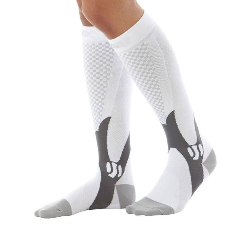 Laufkompressions-Fußballsocken, Strümpfe, 20–30 mmHg, für Männer und Frauen, Sportsocken für Marathon, Radfahren, Fußballsocken L/XL weiß von Joom DACH