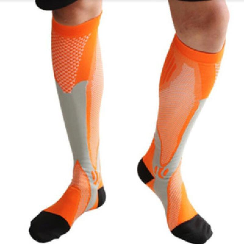 Laufkompressions-Fußballsocken, Strümpfe, 20–30 mmHg, für Männer und Frauen, Sportsocken für Marathon, Radfahren, Fußballsocken XXL orange von Joom DACH