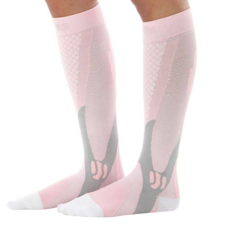 Laufkompressions-Fußballsocken, Strümpfe, 20–30 mmHg, für Männer und Frauen, Sportsocken für Marathon, Radfahren, Fußballsocken XXL rosa von Joom DACH