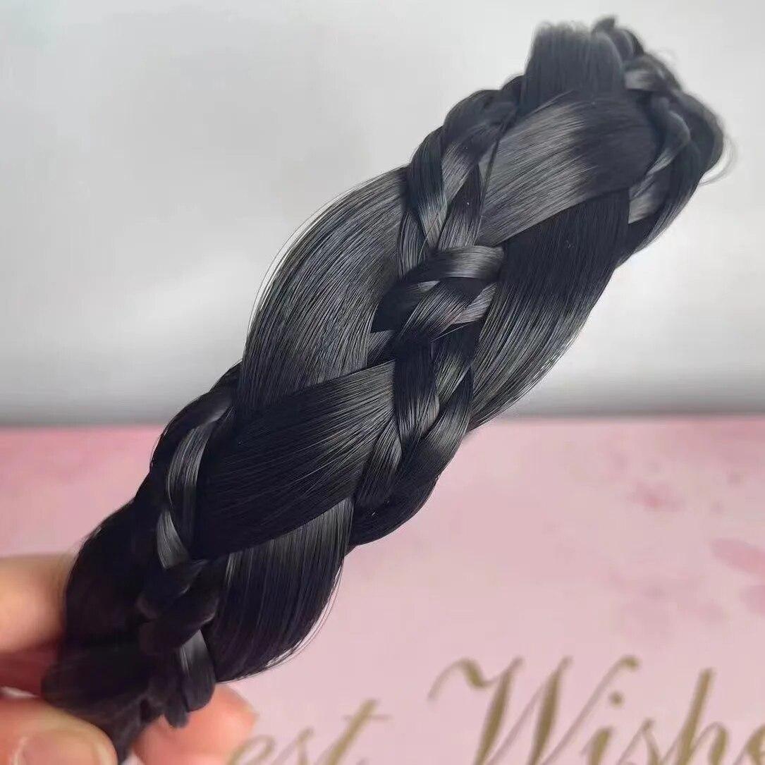 Lazy Wig Twist Stirnbänder für Frauen, breite Fischgräten-Zöpfe, Haarbänder, handgefertigt, Retro-Kopfband, Haar-Styling, Kopfbedeckung, Zubehör schwarz von Joom DACH