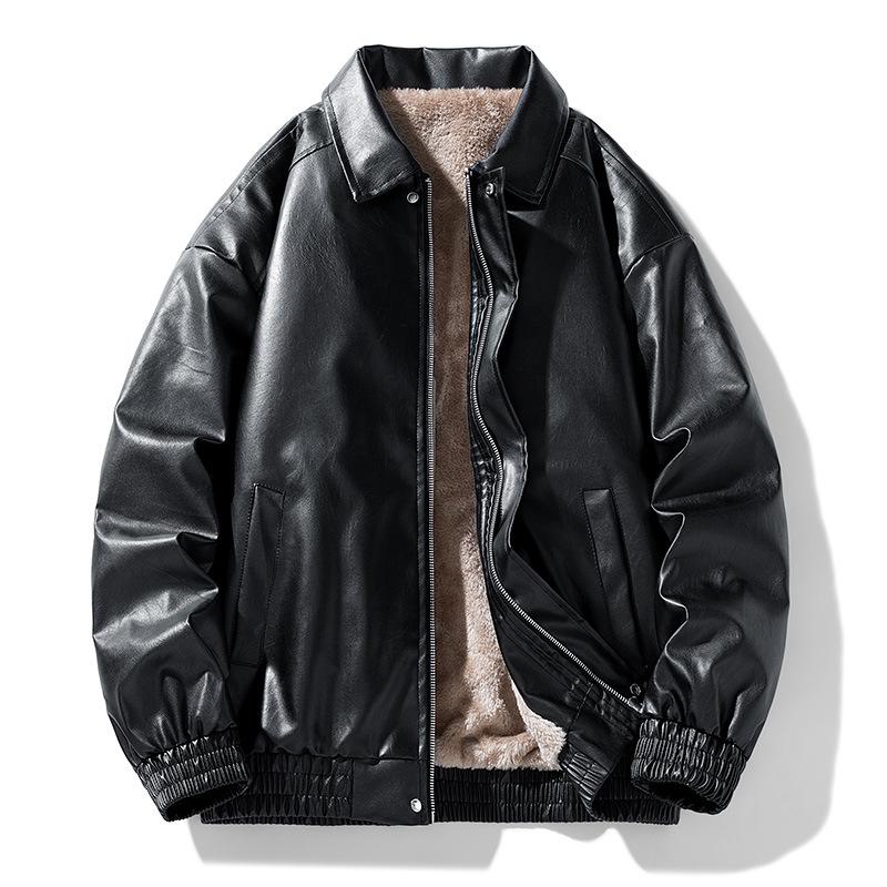 Lederjacke für Herren, Amerikanischer Retro-Stil, mit lockerem und lässigem Kragen und Plüsch, vielseitige wasserdichte und winddichte PU-Lederjacke M schwarz Lederjacke für Herren, Amerikanischer Retro-Stil, mit lockerem und lässigem Kragen und Plüsch, vielseitige wasserdichte und winddichte PU-Lederjacke M schwarz von Joom DACH