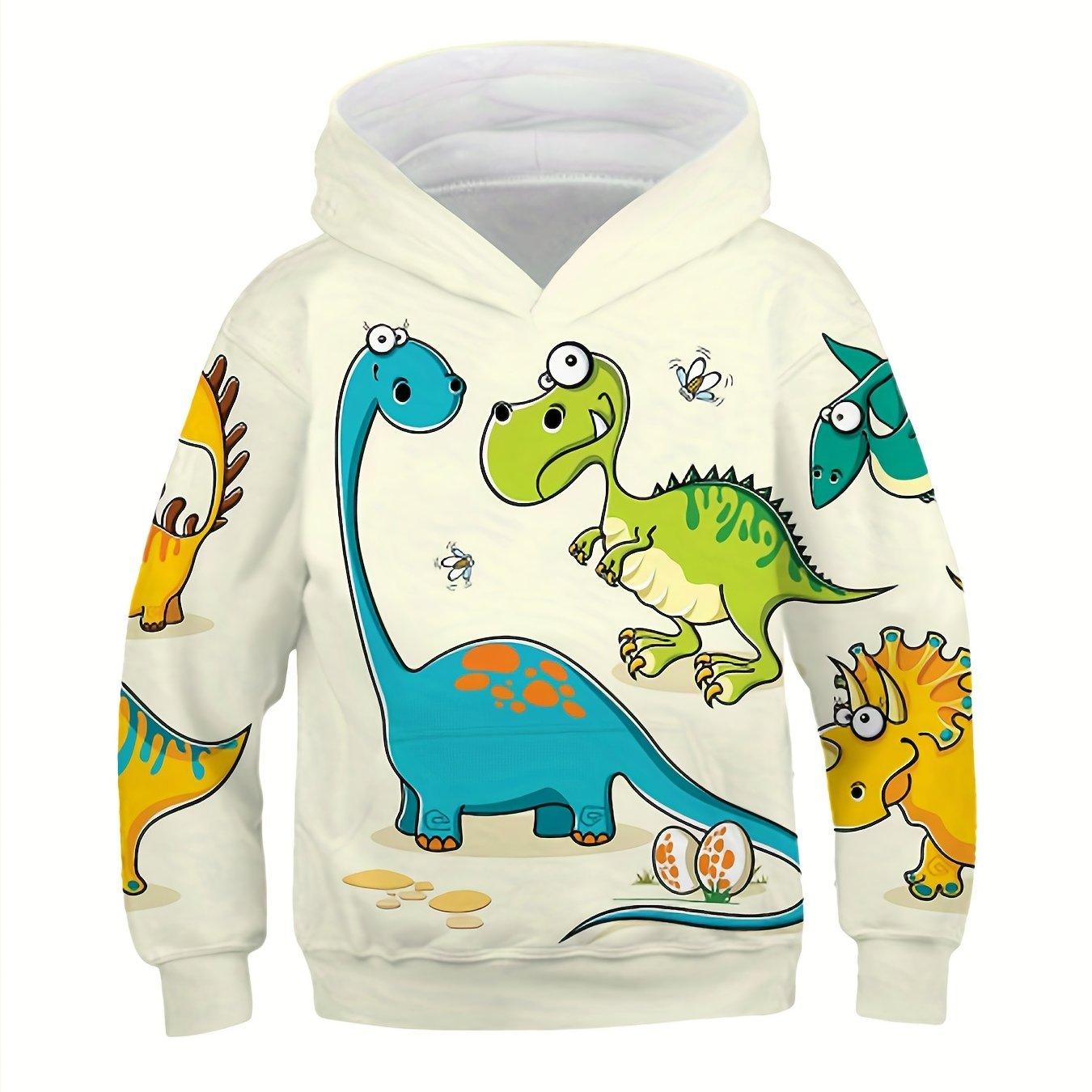 Lebendiges Kapuzensweatshirt mit Dinosaurier-Grafik für Kinder – weich, gemütlich, 3D-Design, Schulterpullover-Stil, Geschenkidee für Jungen und Mädchen 110 von Joom DACH