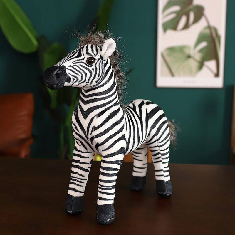 Lebensgroßes stehendes Zebra Stofftier Plüschtier Simulations-Zebra-Puppe Foto-Requisiten Weihnachts-Geburtstagsgeschenke für Kinder 33cm von Joom DACH