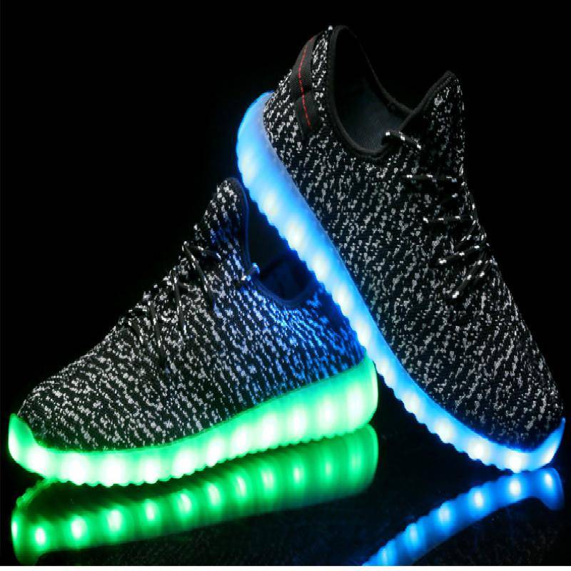 Led-Lichtwellenleiter-Schuhe für Herren und Damen, USB-Aufladung, leuchtende Turnschuhe, leuchtende Herren-Schuhe, Sportschuhe, Größe 25–46 44 schwarz von Joom DACH