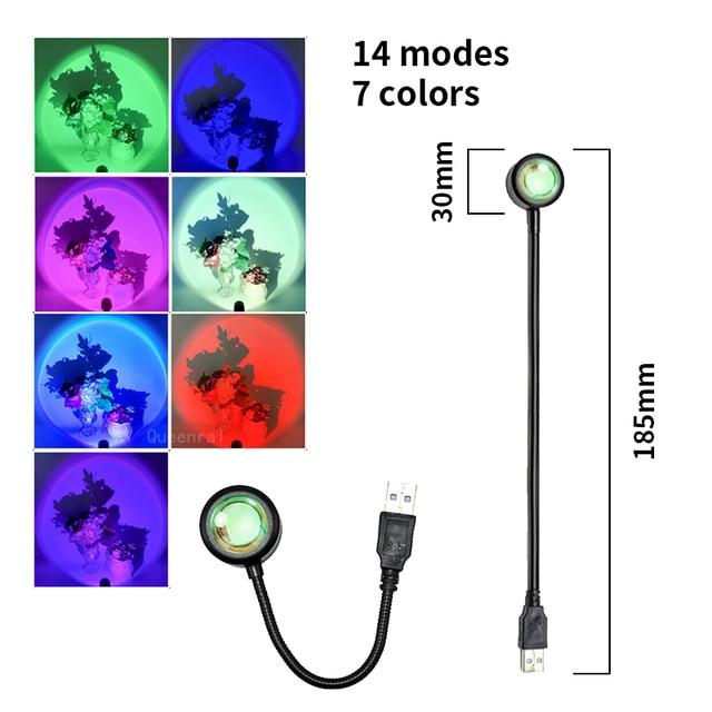 Led USB Sunset Lampe Projektor Wohnkultur Nachtlicht Tragbare Stimmung Licht Für Schlafzimmer Wohnzimmer Wand Fotografie Neon Lichter 7 Color Sunset von Joom DACH