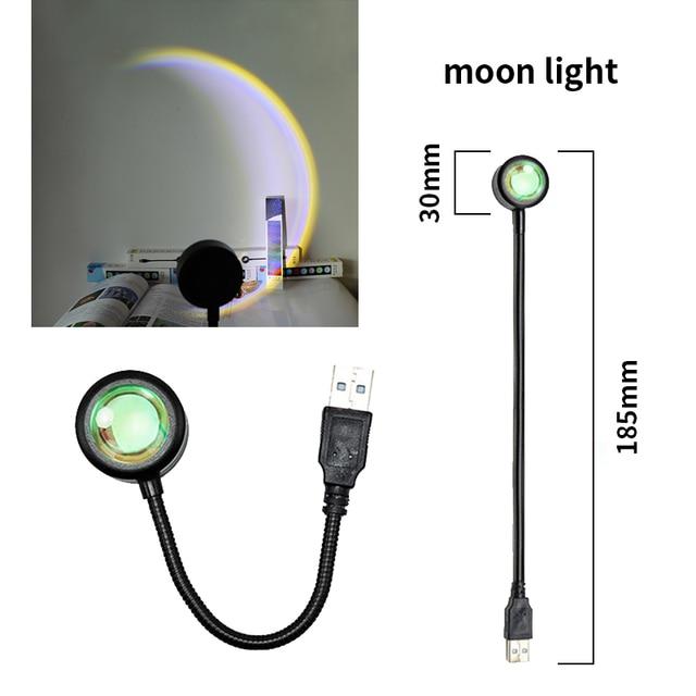 Led USB Sunset Lampe Projektor Wohnkultur Nachtlicht Tragbare Stimmung Licht Für Schlafzimmer Wohnzimmer Wand Fotografie Neon Lichter Moon von Joom DACH