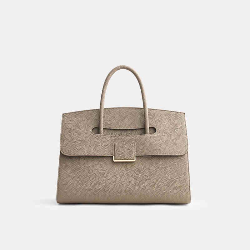Leder Aktentasche, Tragetasche, Handtasche mit großem Fassungsvermögen, Damentasche, Nischendesign, Leder Großtasche für Business-Pendler khaki von Joom DACH