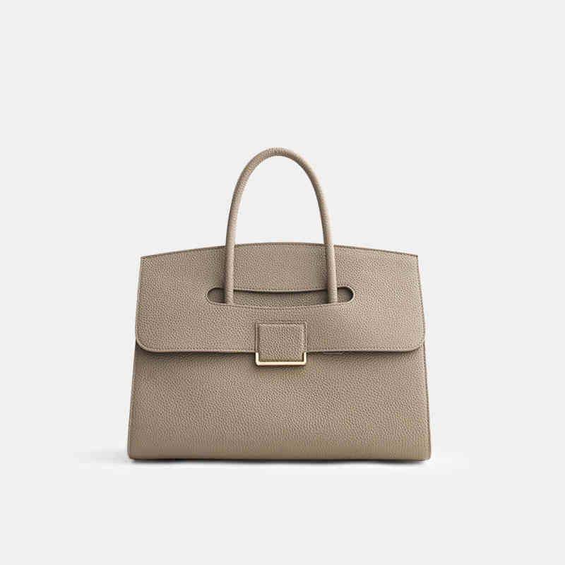 Leder Aktentasche, Tragetasche, Handtasche mit großem Fassungsvermögen, Damentasche, Nischendesign, Leder Großtasche für Business-Pendler khaki von Joom DACH
