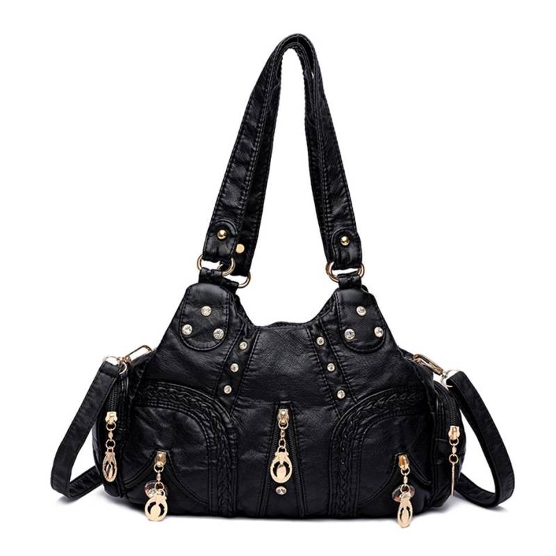 Leder Casual Umhängetaschen für Frauen 2024 Damen Luxus Designer Tote Handtasche Top-Griff Hohe Qualität Schulter Tasche Sac A Main schwarz von Joom DACH
