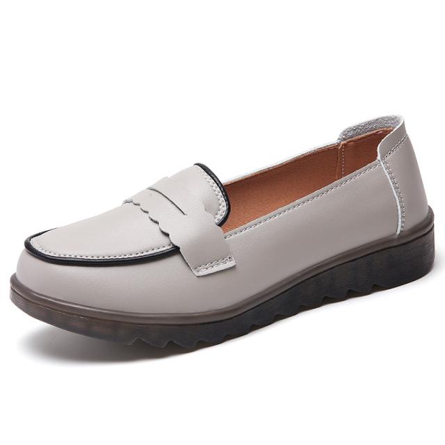 Leder Damen Freizeitschuhe Leichte Sneakers Slip-On Lady Flats Schuhe Loafers Oxford Schuhe für Damen Mokassins 37 grau von Joom DACH