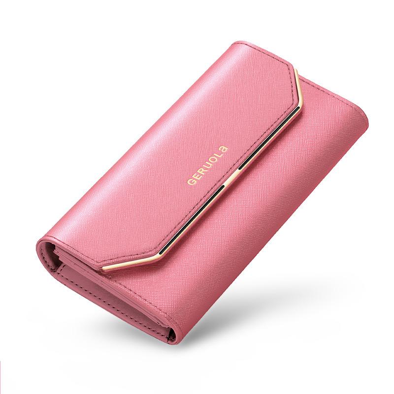 Leder Damen Geldbörse Neue Geldbörse Damen Lange Große Kapazität Multi-Karten-Position Clutch Bag Leder Geldbörse Handytasche rosa von Joom DACH
