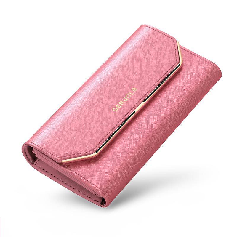 Leder Damen Geldbörse Neue Geldbörse Damen Lange Große Kapazität Multi-Karten-Position Clutch Bag Leder Geldbörse Handytasche rosa von Joom DACH