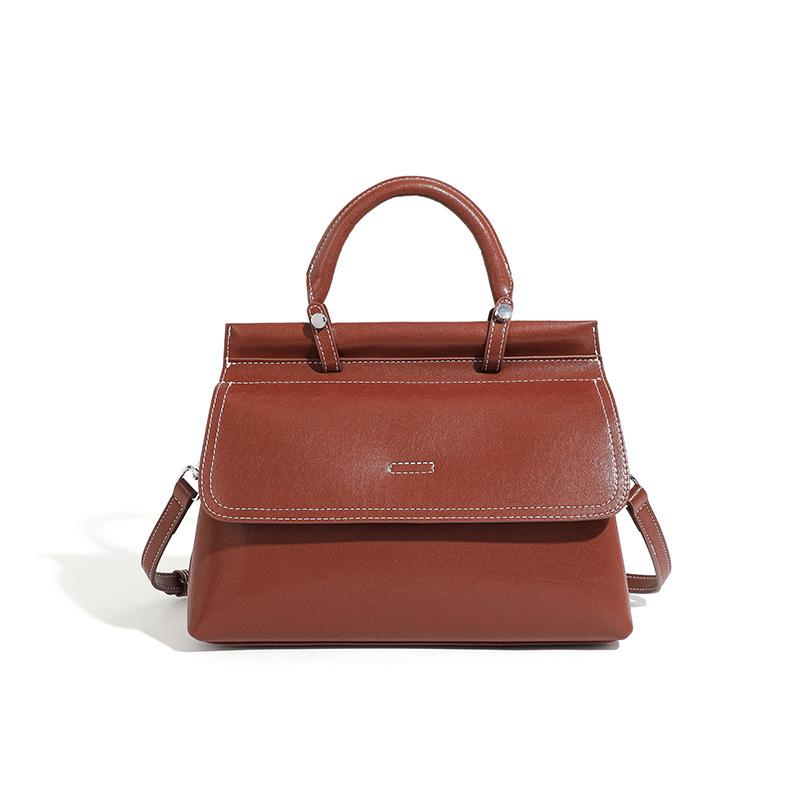 Leder Damen Handtasche Pendeln Ausländischen Stil Weiches Leder Frühling Sommer Crossbody Einzelne Schulter Vorhaut 27*10*21CM braun von Joom DACH