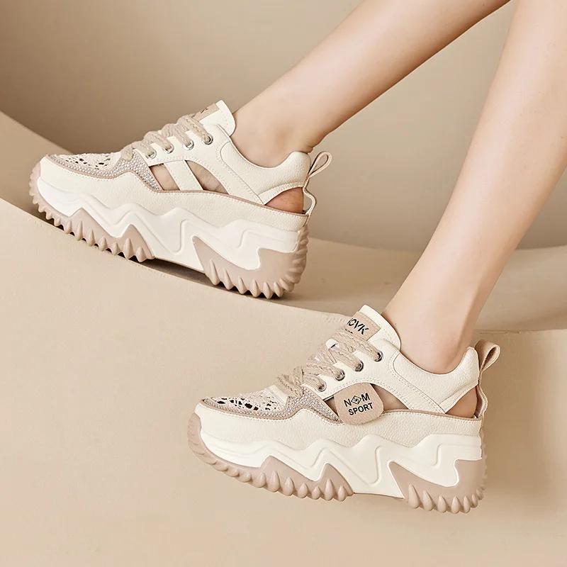 Leder Damenschuhe Herbst Tennis Damen Wohnungen Modis Clogs Plattform Weiche Mischfarben Casual Sneaker Echtes Leder Herbst Brea 40 apricot von Joom DACH
