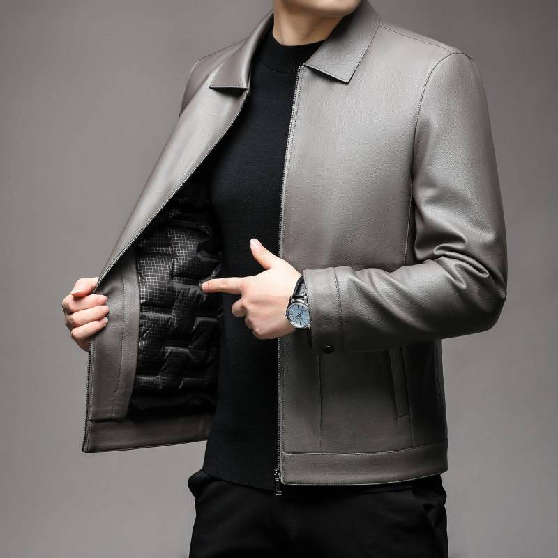 Leder Daunenjacke Herren Abnehmbares Gänsedaunenfutter Kurze Lederjacke Mittelalterliche Papa-Kleidung Verdickte Warme Lederjacke 4XL von Joom DACH