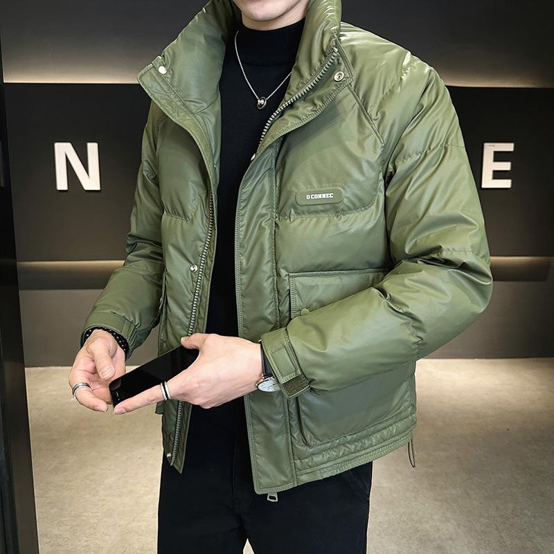 Leder-Daunenjacke für Herren im Winter, neuer Wintermantel der Herrenmodemarke für Jugendliche mit dickem Stehkragenmantel 4XL von Joom DACH