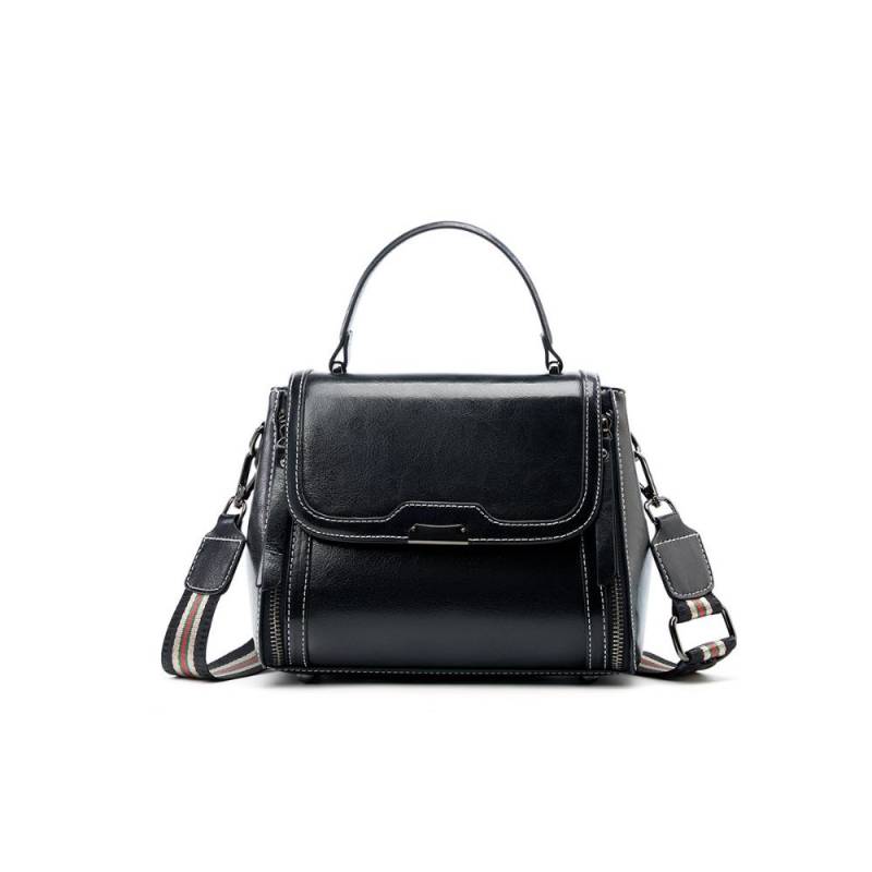 Leder Eimerbeutel Pendler Messenger Damenhandtasche Vielseitige Strukturierte Schultertasche schwarz von Joom DACH