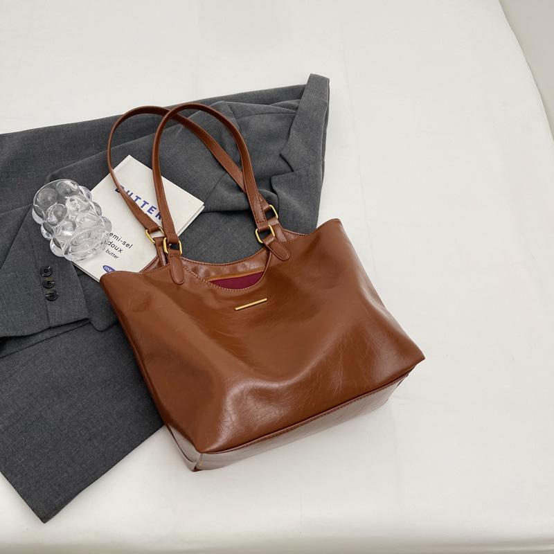 Leder-Einkaufstasche, Damen-Umhängetasche, große Kapazität, Handtasche braun von Joom DACH