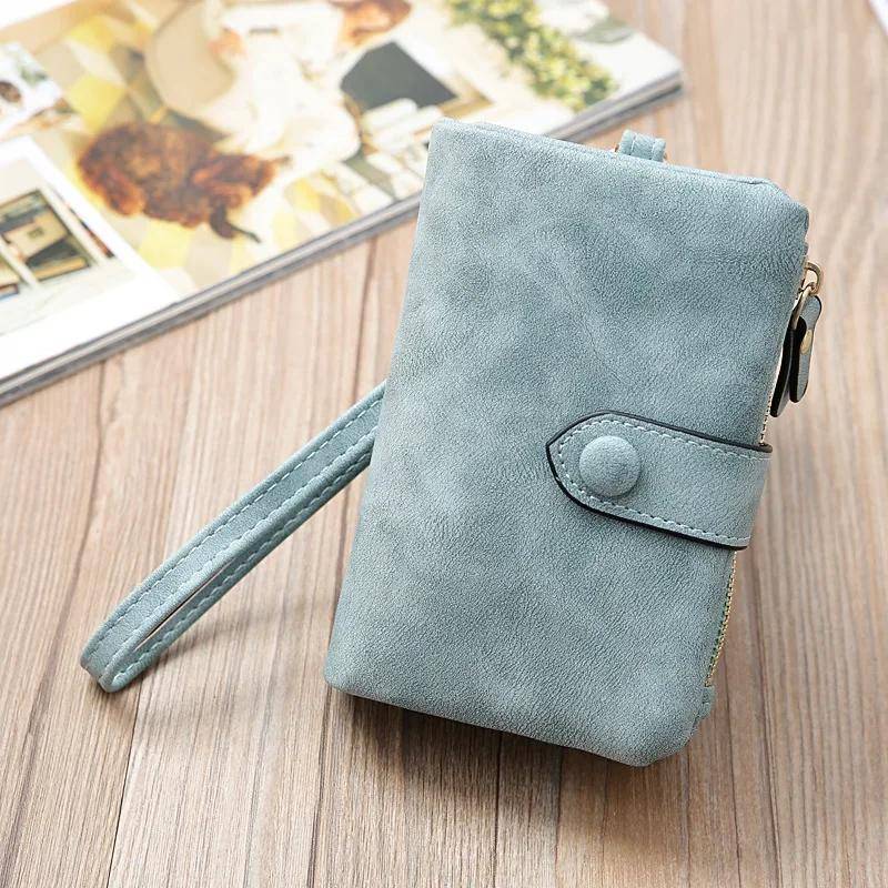 Leder Frauen Geldbörsen Münzfach Haspe Kartenhalter Geldbeutel Lässig Lange Damen Clutch Handy Geldbörse blau von Joom DACH