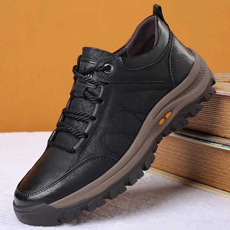Leder Freizeitschuhe für Herren Bequeme Sneakers Freizeitschuhe Wanderschuhe Winterstiefel Schnürschuhe Vulkanisierte Lederschuhe für Herren 39 schwarz von Joom DACH