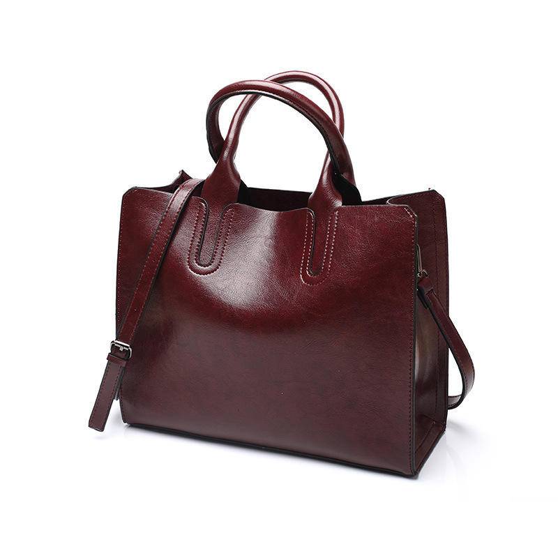 Leder Handtaschen Weibliche Top-Griff Tasche Vintage Damen Taschen Frauen Schulter Taschen Große Kapazität Tote dunkelrote Leder Handtaschen Weibliche Top-Griff Tasche Vintage Damen Taschen Frauen Schulter Taschen Große Kapazität Tote dunkelrote von Joom DACH