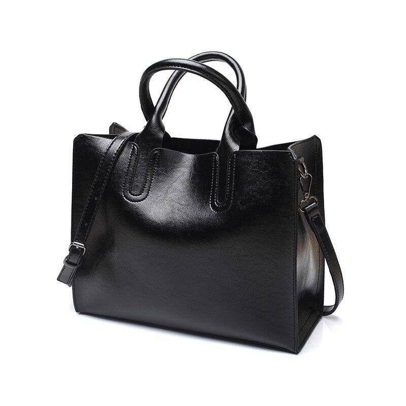 Leder Handtaschen Weibliche Top-Griff Tasche Vintage Damen Taschen Frauen Schulter Taschen Große Kapazität Tote schwarz von Joom DACH