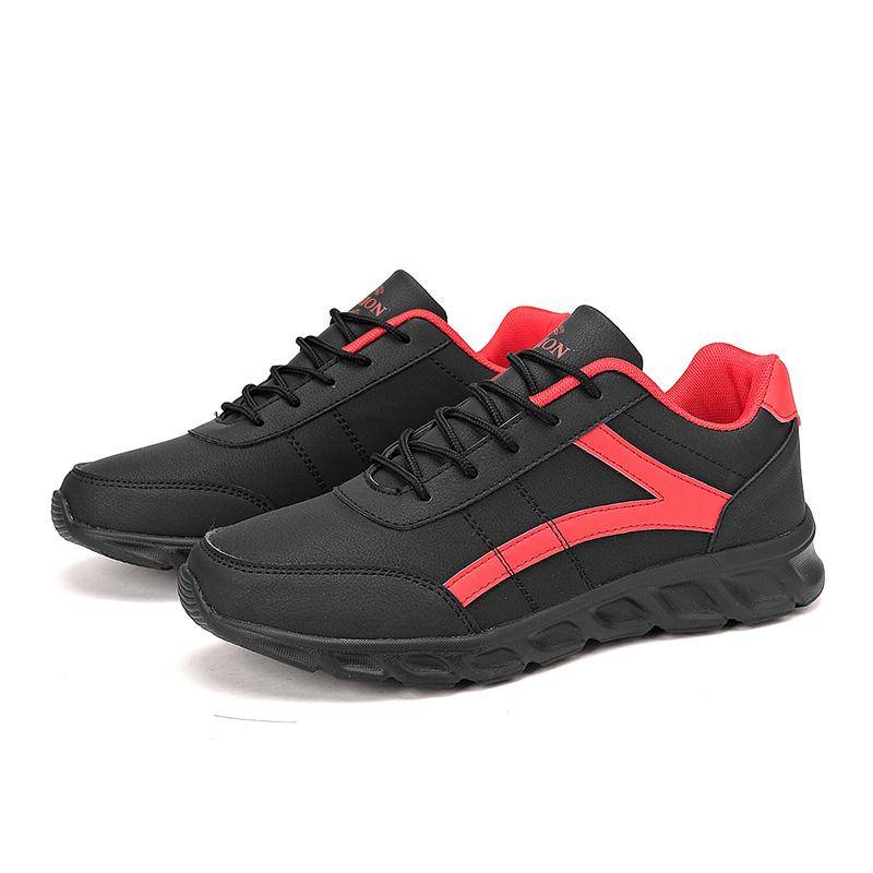 Leder Herrenschuhe Sneaker Trend Freizeitschuhe Atmungsaktiv Freizeit Herren Sneaker Herren Rutschfestes Schuhwerk Herren Skateboard Schuhe 39 schwarz von Joom DACH