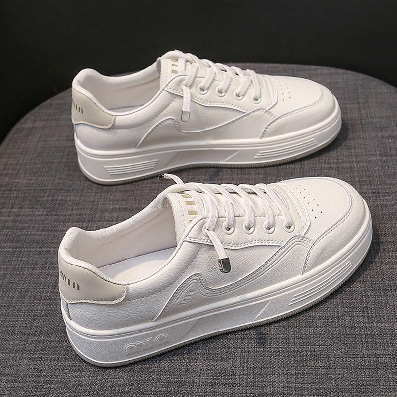 Leder Kleine Weiße Schuhe Kinder Frühling und Sommer Neu Vielseitig Weichsohlige Einzelne Schuhe Plateau-Sohle Lässige Sportschuhe Board-Schuhe 40 von Joom DACH