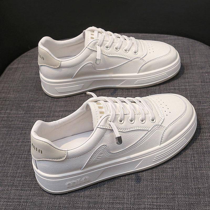 Leder Kleine Weiße Schuhe Kinder Frühling und Sommer Neu Vielseitig Weichsohlige Einzelne Schuhe Plateau-Sohle Lässige Sportschuhe Board-Schuhe 40 von Joom DACH