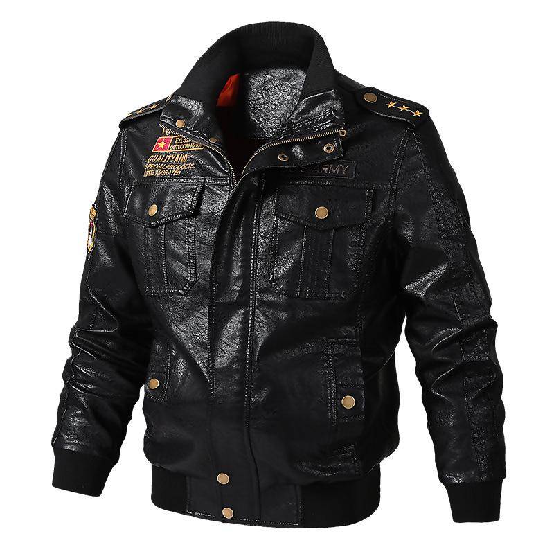 Leder Männer Frühling und Herbst Neue Pu Leder Jacke Männlichen Motorrad Jacke 6XL von Joom DACH