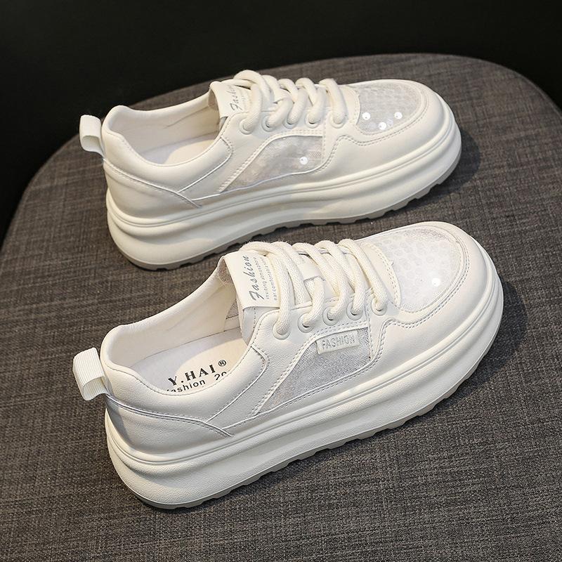 Leder Mesh Atmungsaktiv Dicksohlige Weiße Schuhe Kinder Sommer Neu Vielseitig Erhöhend Board Schuhe Lässige Sportschuhe 40 von Joom DACH